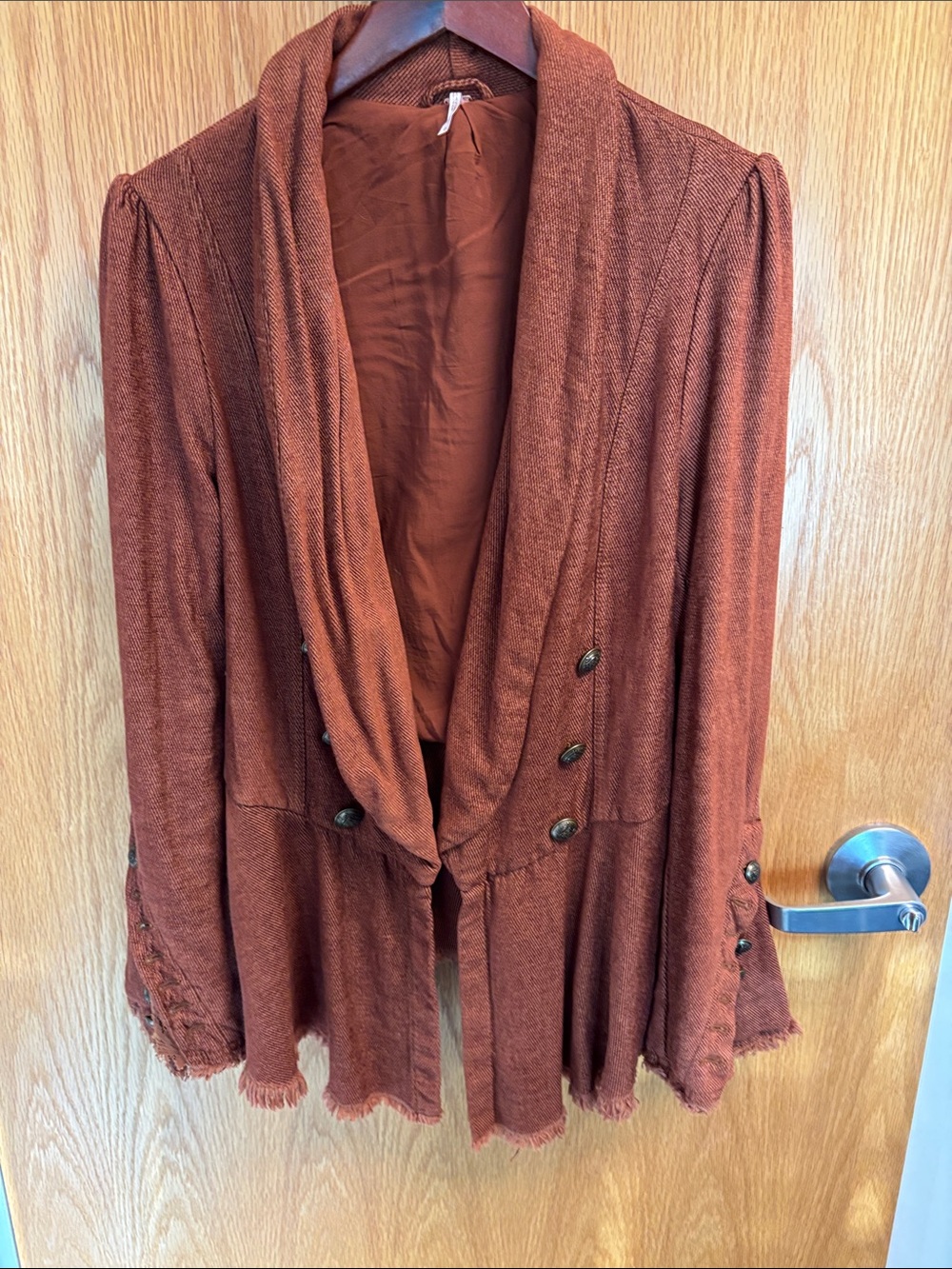 Free People Military goth style Rust Brown Draped Jacket